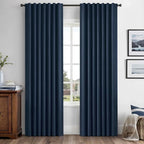 MIULEE 100% Blackout Linen Curtains 42 x 72 Inch Midnight Blue 2 Panels | by MIULEE