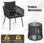 Tangkula 3 Pieces Patio Rattan Bistro Conversation Set, Outdoor All-Weather - Image 5