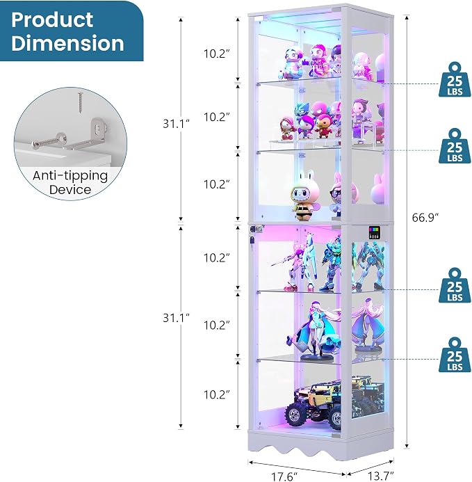 Dystler 2 Pack Glass Display Cabinet - Image 2