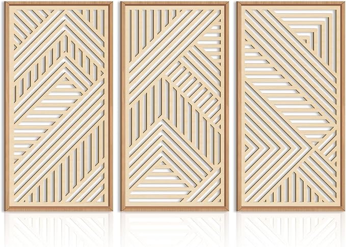 IARTTOP Large Boho Wooden Wall Art 16x32 Inch Framed Mid century Modern Wood by IARTTOP