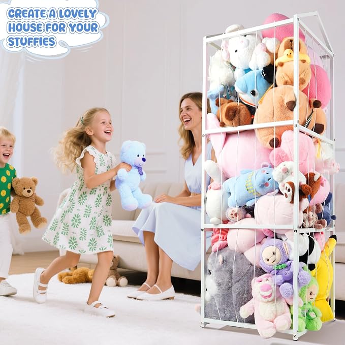 NomNest Stuffed Animal Storage Zoo, Large Metal Plushies Organizer, Heavy Duty - Image 2