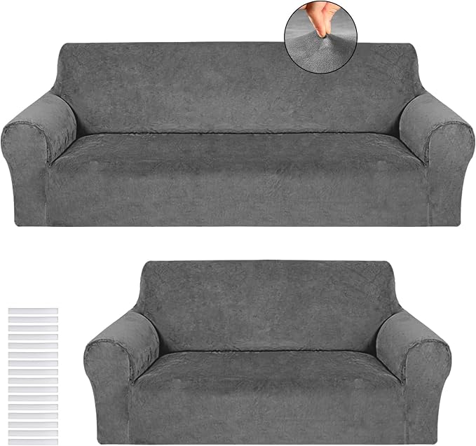 Peryiter 2 Pcs Sofa Covers Couch and Loveseat Covers Set Stretch Sofa Slipcover by Peryiter