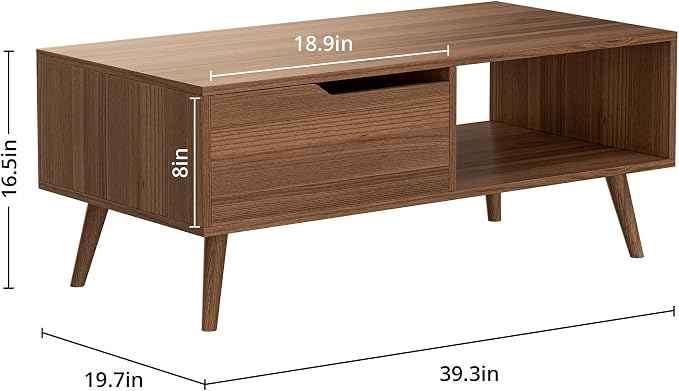DIYART Brown Coffee Table, Mid Century Modern Coffee Table - Image 2