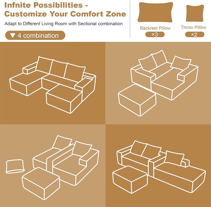 108" Sectional Couches for Living Room Modern Modular Sofa - Image 8