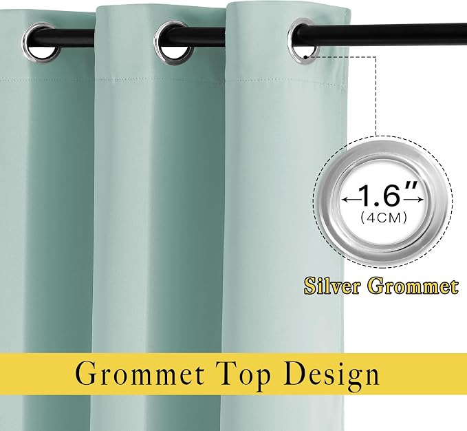 NICETOWN Seafoam Green Blackout Curtains 90 inches Long, Grommet Thermal - Image 2