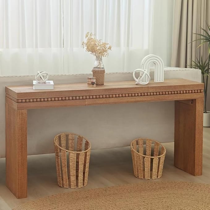 64" Wood Console Table for Entryway, Modern Sofa Table Behind Couch - Image 7
