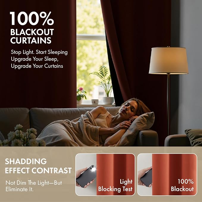 MIULEE Burnt Orange 100% Blackout Fall Curtains - Image 2