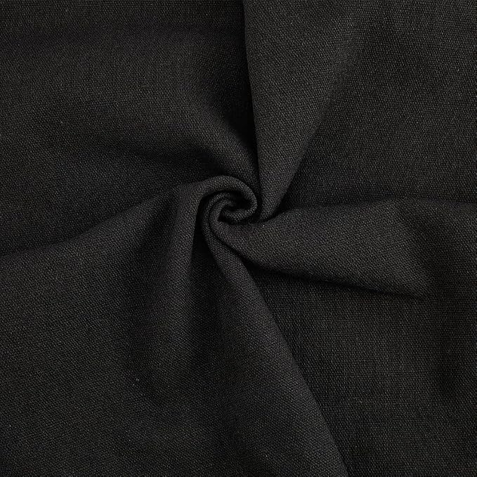 59 Inch Black Linen Cotton Canvas Embroidery Fabric by The Yard Solid Color by CABODYALS