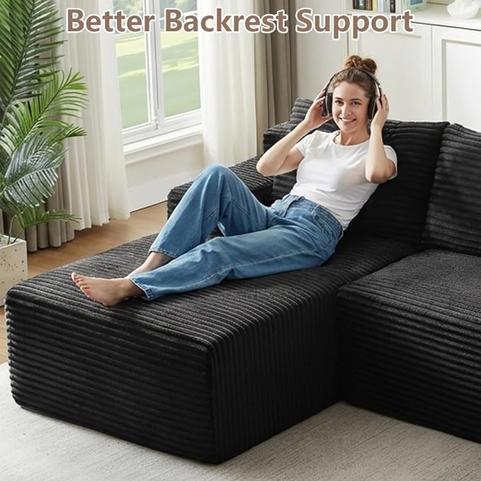 96" Cloud Sectional Couch U-Shaped Chaise - Image 6