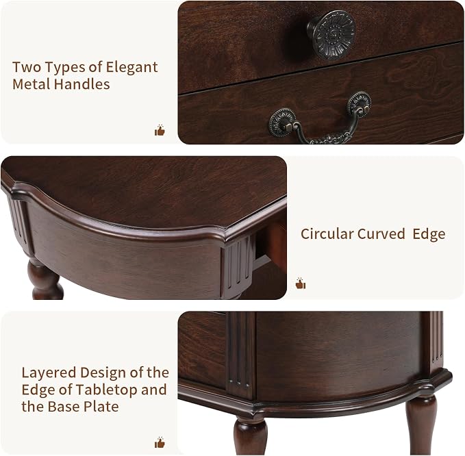 Solid Wood Retro Curved Console Table - Image 4