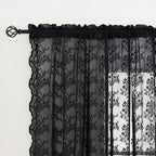 YJ YANJUN Vintage Lace Curtains 84 Inches Long-Victorian Floral Pattern Black - Image 4
