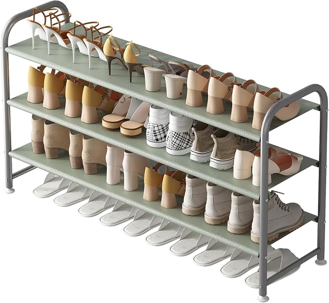 INGIORDAR Shoe Rack 3 Tier Long Storage Organizer Wide Metal Shoe Shelf by INGIORDAR
