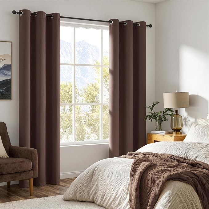 MIULEE Dark Brown 100% Blackout Curtains - Image 6