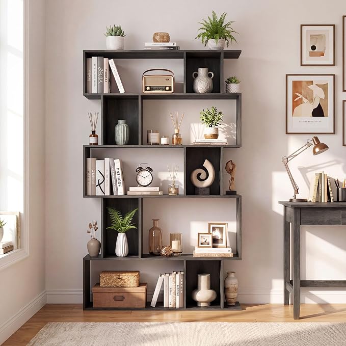 Giantex 5-Tier Bookshelves Set of 2, 10-Cube Geometric Bookcase - Image 8