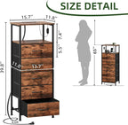 Somdot Tall Nightstand with Charging Station and LED Light - Image 3