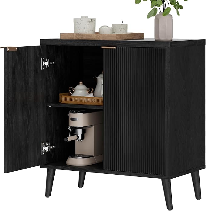 Homleke Buffet Cabinet with Storage, Modern Fluted Accent Sideboard with Doors - Image 8