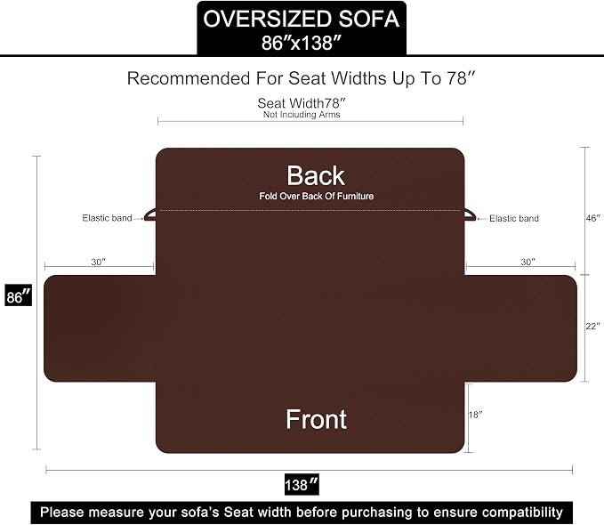 U-NICE HOME Large Sofa Cover Reversible Couch Cover, Khaki/Light Grey | - Image 6