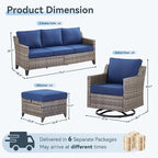 10 Piece Patio Furniture Set-High Back Outdoor Furniture Set Sectional Sofa - Image 8