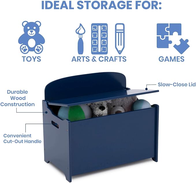 Delta Children MySize Deluxe Toy Box, Deep Blue - Image 4