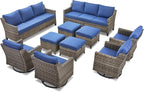 10 Piece Patio Furniture Set-High Back Outdoor Furniture Set Sectional Sofa - Image 9