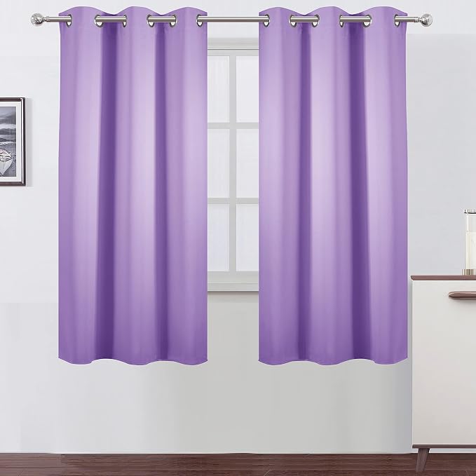 Lavender Blackout Curtains 42 x 63 Inch Length/Set of 2 Curtain Panels/Thermal by Lemomo