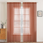 MIULEE Fall Burnt Orange Sheer Curtains 54 X 72 Inches, 2 Panels | Solid Color by MIULEE