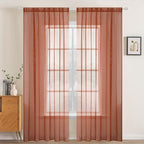 MIULEE Fall Burnt Orange Sheer Curtains 54 X 84 Inches, 2 Panels | Solid Color by MIULEE