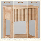 Fluted Night Stand with Golden Handle, Mid-Century Nightstands with Drawer - Image 5