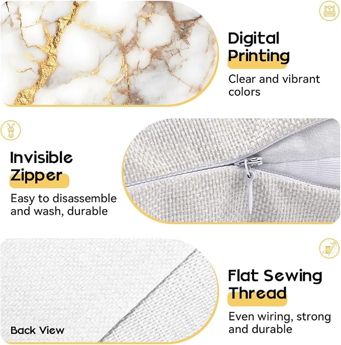 OBSEDE Gold Foil Marble Decorative Throw Pillow Covers 18 × 18 in, Couch - Image 4
