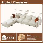 U Shaped Cloud Sectional, Convertible L Shaped Couch - Image 2