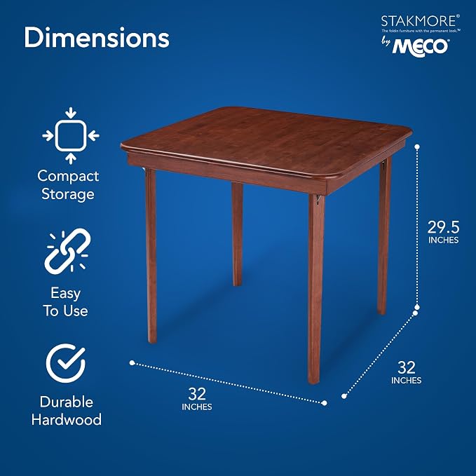 MECO Stakmore Classic Straight Edge Solid Wood Folding Card Table, Cherry Frame - Image 3