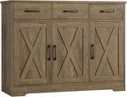 HOSTACK Modern Farmhouse Buffet Sideboard Cabinet, Barn Doors Storage Cabinet - Image 8