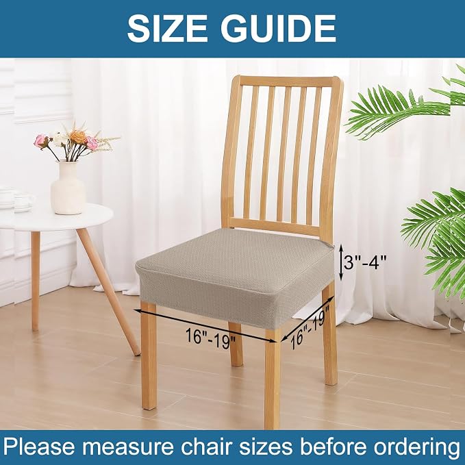 Smiry Waterproof Seat Covers for Dining Room Chairs Set of 6, Stretch Jacquard - Image 2