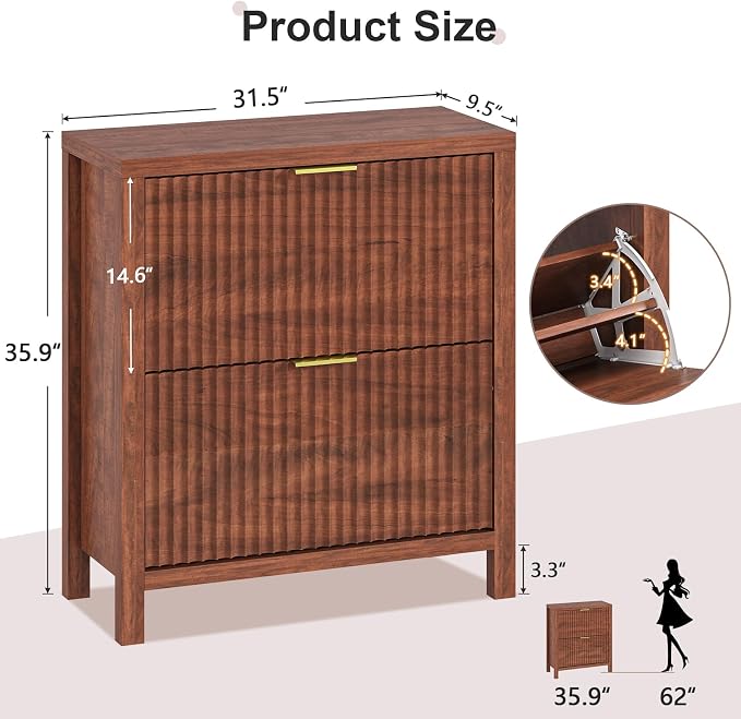 YOMILUVE Shoe Cabinet Storage for Entryway, Fluted Shoe Cabinet - Image 2