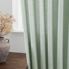 Aqua Green Linen Curtains Semi Sheer 96 Inches Long 2 Panels Set - Image 4