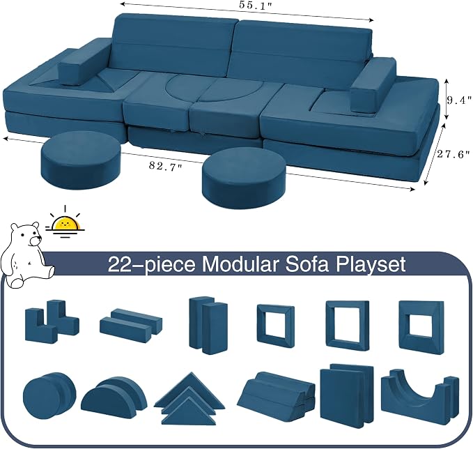 Edbuosy 22Pcs Modular Kids Play Couch - Image 2