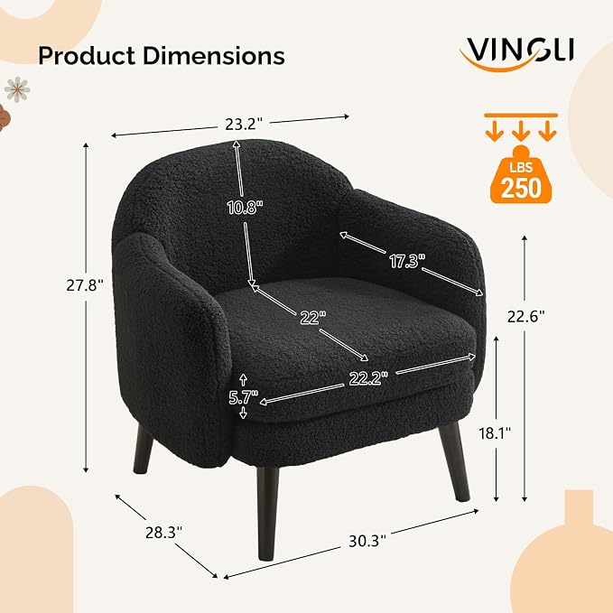 VINGLI 30.3" Wide Modern Barrel Accent Armchairs Set of 2 - Image 2