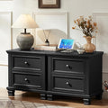 SAVOR LIFE Farmhouse Nightstand Set of 2, Rustic Low Nightstands by SAVORLIFEFurniture