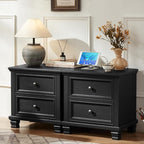 SAVOR LIFE Farmhouse Nightstand Set of 2, Rustic Low Nightstands by SAVORLIFEFurniture