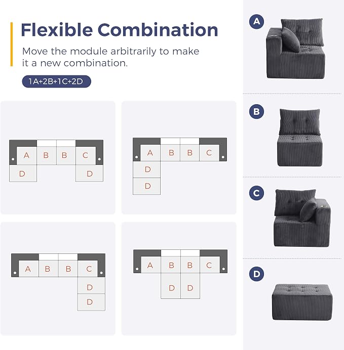MAXYOYO 129.5" Modular Sectional Sofa Couch, U Shaped Modern Cloud Couch - Image 9