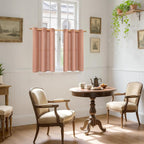 YoungsTex Terracotta Linen Curtains 40 Inch Length, Short Burnt Orange Drapes - Image 2