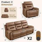 ANJ 3-Piece Faux Leather Power Recliner Sofa Set - Image 2