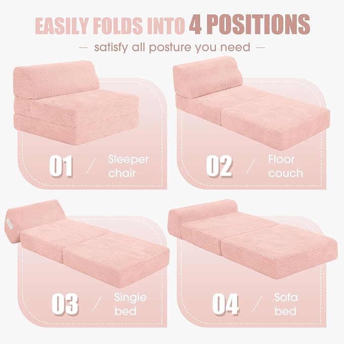 Kasunpul Folding Sofa Bed with Pillow, Memory Foam Fold Out Chair Bed, - Image 5