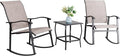 Vongrasig 3 Piece Outdoor Rocking Bistro Set, Textilene Fabric Small Patio by Vongrasig