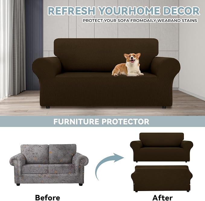 LURKA Stretch Loveseat Sofa Slipcovers 1 Piece Couch Covers - Image 3