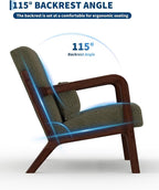 Garvee Mid-Century Modern Accent Chair, Sherpa Upholstery, Solid Wood Armchair - Image 5
