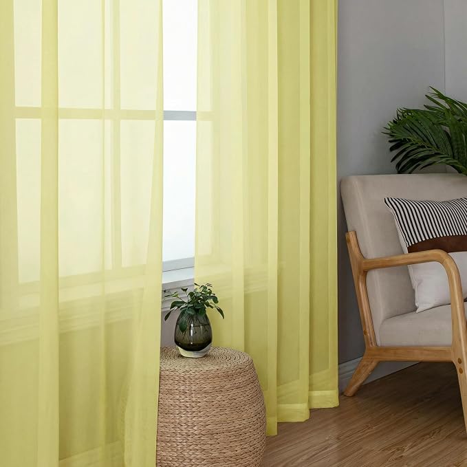 Sheer Curtains 63 Inch Length 2 Panels Set - Image 8