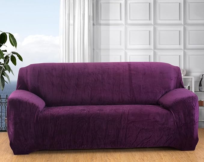 vctops 1-Piece Velvet Plush Stretch Loveseat Sofa Slipcover by vctops