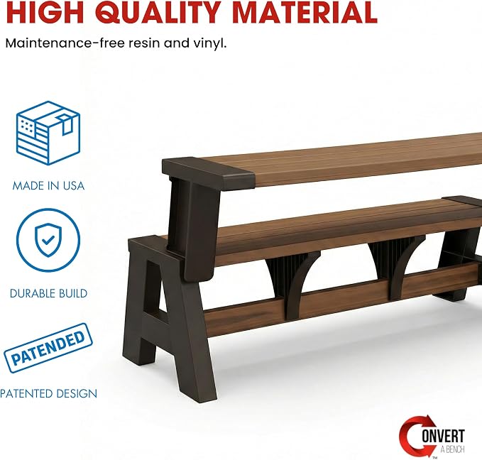 Convert-a-Bench Gen 1 2-in-1 Outdoor Convertible Bench to Picnic Table | - Image 3