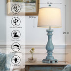 Cinkeda 29" Tall Table Lamp for Living Room Set of 2, Coastal Bedside - Image 2